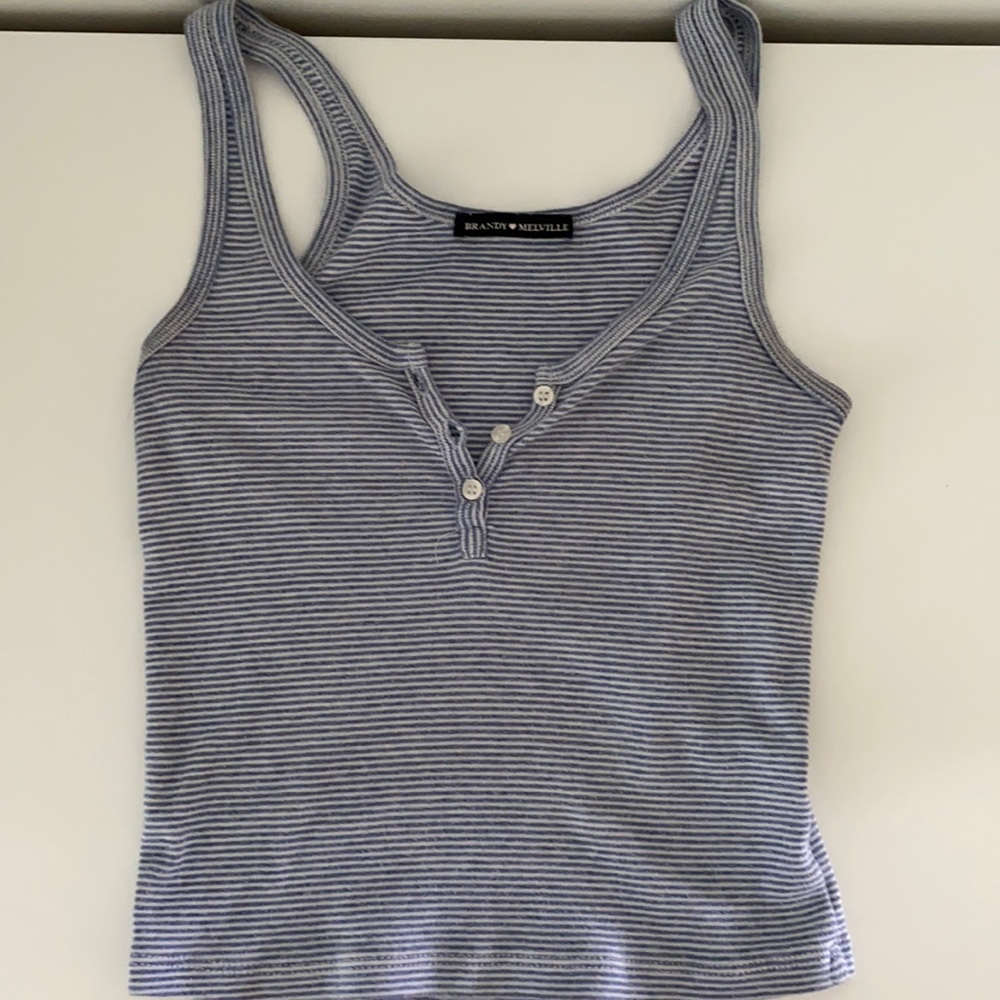 Blue and white striped Brandy Melville tank top